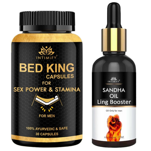 Intimify Bed King  Capsules + Sandha Oil Ling Booster (30  Capsules + 15 ml) (1Pack)