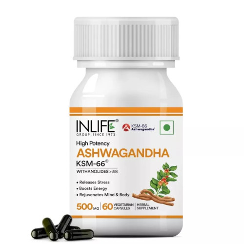 Inlife Ashwagandha Ksm-66 (500 Mg)  Capsules (60cap)