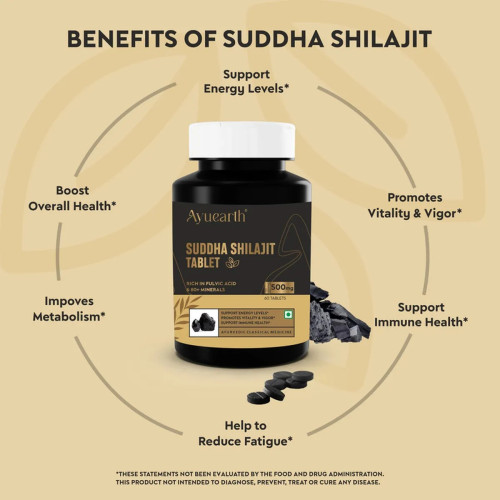 Ayuearth Suddha Shilajit  Tablet (60 Tablets)