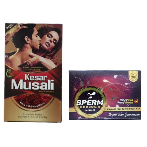 Dr Chopra Kesar Musali  Capsulesule + Sperm Xxx Gold  Capsules (Each 10 Capsules) (1Pack)