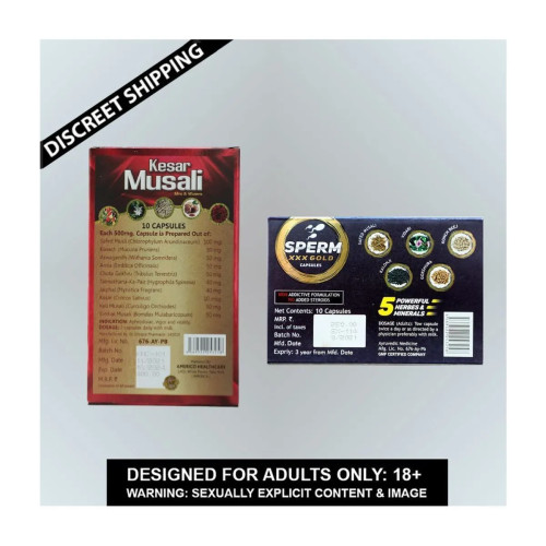 Dr Chopra Kesar Musali  Capsulesule + Sperm Xxx Gold  Capsules (Each 10 Capsules) (1Pack)