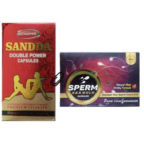Roy Biotech Sandda Double Power  Capsules For Men + Sperm Xxx Gold  Capsules (60 Capsules + 10ml) (1Pack)
