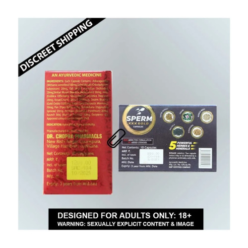 Roy Biotech Sandda Double Power  Capsules For Men + Sperm Xxx Gold  Capsules (60 Capsules + 10ml) (1Pack)