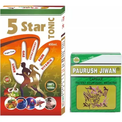 Dev Pharmacy Paurush Jiwan  Capsulesule + 5 Star Tonic (60 Capsules + 450ml) (1Pack)