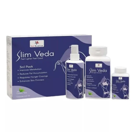 Sat Kartar Slim Veda 3 in 1 Pack Weight Loss  Capsules + Oil (60 Capsules+60 Capsules+100ml) (1Pack)