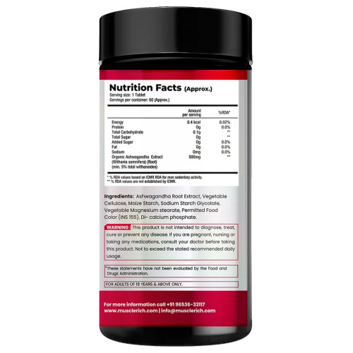 Muscle Rich Ashwagandha 500mg (60 Tablets)