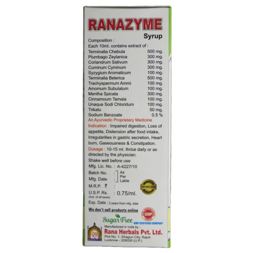 Rana Herbals Ranazyme Syrup (200ml)