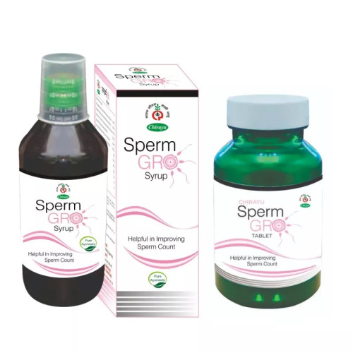 Chirayu Pharmaceuticals Sperm Gro  Tablets & Syrup (60 Tablets & 450ML Syrup) (1Pack)