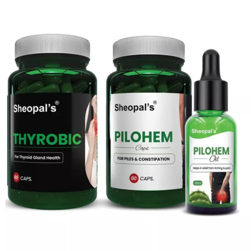 Sheopals Thyrobic + Pilohem  Capsules + Pilohem Oil (Each 60Cap +30ml) (1Pack)