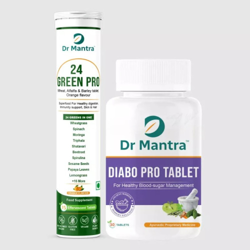 Dr Mantra 24 Green Pro  Tablets & Diabo Pro  Tablets (15 Tablets + 30 Tablets) (1Pack)