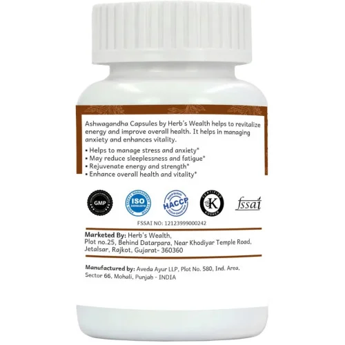 Herbs Wealth Ashwagandha  Capsules (60cap)