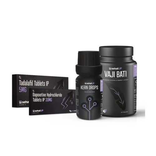 SehatUP Vaji Bati  Tablets + Kern Drop + Tadalafil  Tablets Ip 5mg + Dapoxetine Hydrochloride  Tablets Ip 30mg (Each  Tablets 30 + Drop 30ml +  Tablets 4) (1Pack)