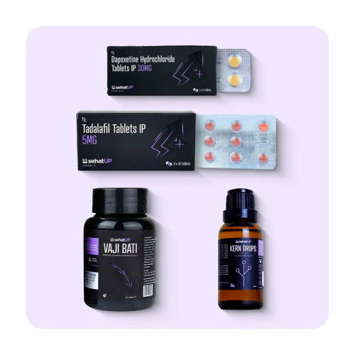 SehatUP Vaji Bati  Tablets + Kern Drop + Tadalafil  Tablets Ip 5mg + Dapoxetine Hydrochloride  Tablets Ip 30mg (Each  Tablets 30 + Drop 30ml +  Tablets 4) (1Pack)
