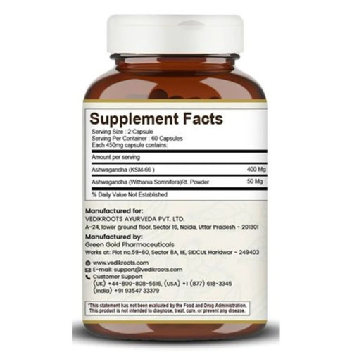 Vedikroots Ashwagandha KSM-66  Capsules (60cap)