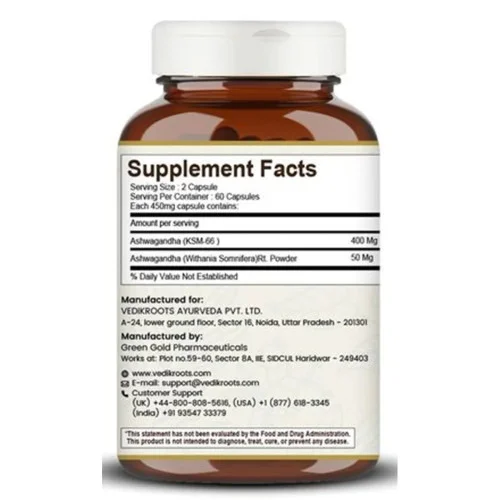 Vedikroots Ashwagandha KSM-66  Capsules (60cap)