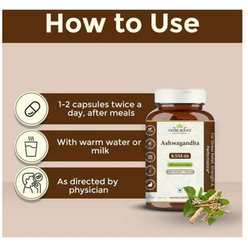 Vedikroots Ashwagandha KSM-66  Capsules (60cap)