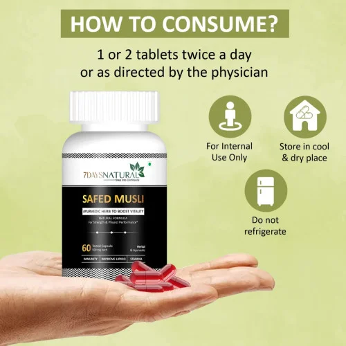 7Days Natural Safed Musli  Capsulesule (60cap)