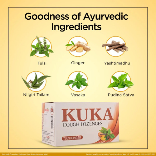 Multani Kuka Tulsi Ginger Cough Lozenges (Eech Strip 6 Lozenges) (8Strip)