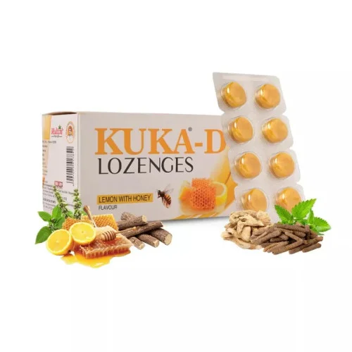 Multani Kuka-D Cough Lemon With Honey Lozenges (Eech Strip 8 Lozenges) (6Strip)
