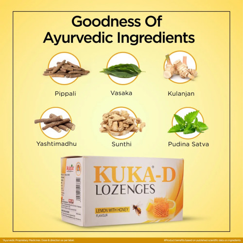 Multani Kuka-D Cough Lemon With Honey Lozenges (Eech Strip 8 Lozenges) (24Strip)