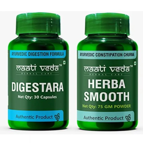 Maati Veda Digestara  Capsules + Herba Smooth Churna (30Cap + 75g) (1Pack)