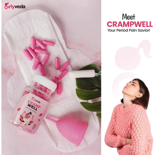 Girlyveda Cramp Well  Capsulesule + Just Hair Oil (60cap + 100ml Oil) (1Pack)