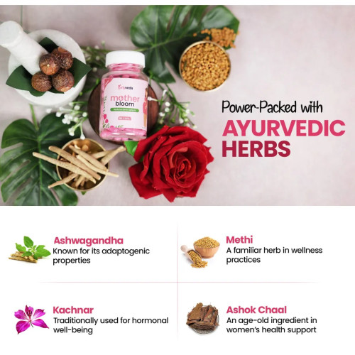 Girlyveda Mother Bloom + Just Hair Oil (60cap + 100ml Oil) (1Pack)