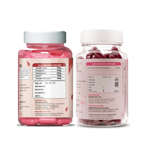 Girlyveda Cramp Well  Capsules + Kachnar Extract  Capsules (Each 60Cap) (1Pack)