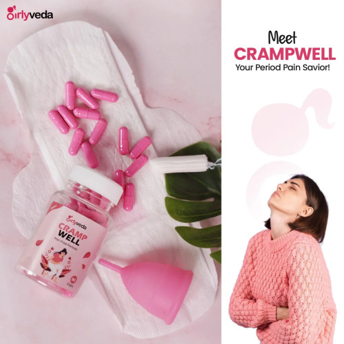 Girlyveda Cramp Well  Capsules + Kachnar Extract  Capsules (Each 60Cap) (1Pack)
