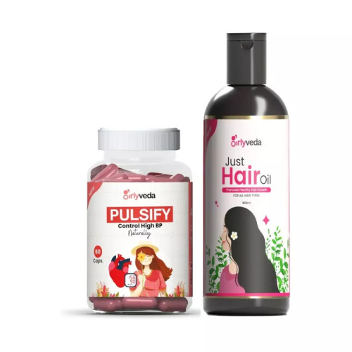 Girlyveda Pulsify  Capsules + Just Hair Oil (60cap + 100ml Oil) (1Pack)