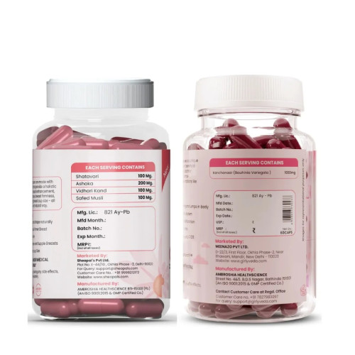 Girlyveda B Growth  Capsules + Kachnar Extract  Capsules (Each 60Cap) (1Pack)