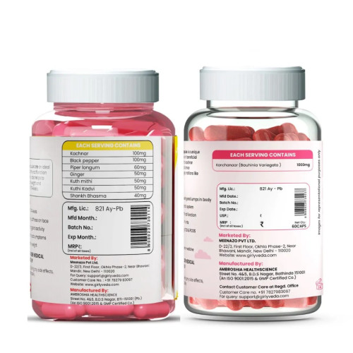 Girlyveda Thyroplex  Capsules + Kachnar Extract  Capsules (Each 60Cap) (1Pack)