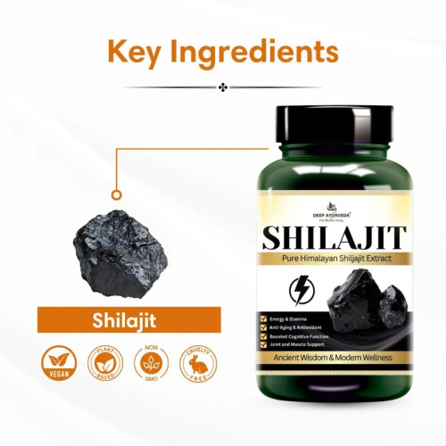 Deep Ayurveda Shilajit Vegan  Capsules Boosts Energy (60cap)