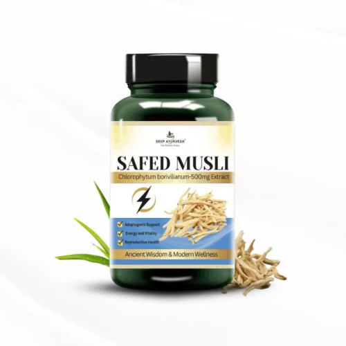 Deep Ayurveda Safed Musli Extract Vegan  Capsules For Enhances Stamina (60cap)
