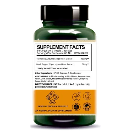 Deep Ayurveda Curcumin Vegan  Capsules For Reduces Inflammation (60cap)