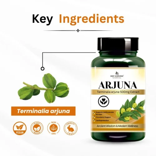 Deep Ayurveda Arjuna Vegan  Capsulesule For Support Heart Health (60cap)