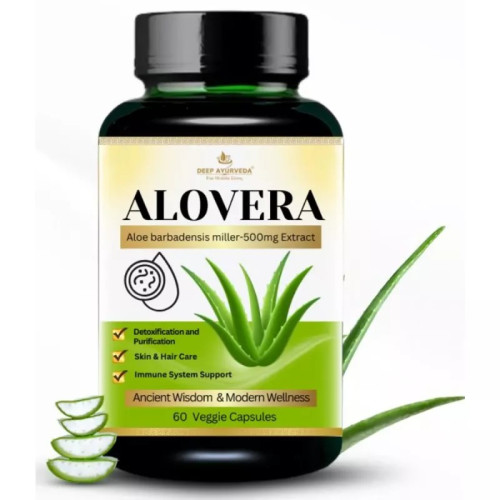 Deep Ayurveda Aloevera Vegan  Capsules For Supports Skin Health (60cap)