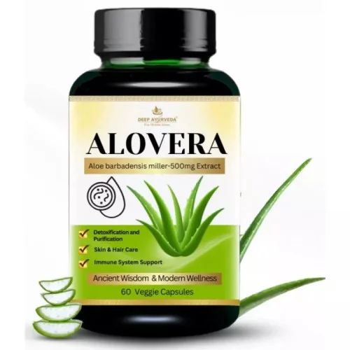 Deep Ayurveda Aloevera Vegan  Capsules For Supports Skin Health (60cap)