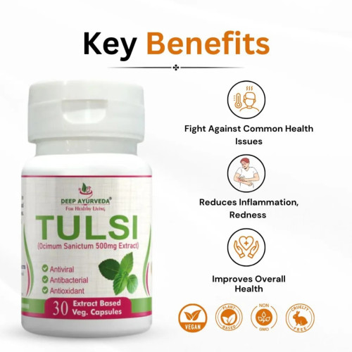 Deep Ayurveda Tulsi Vegan  Capsules For Immune Support (30cap)