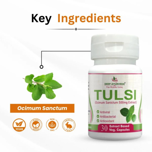 Deep Ayurveda Tulsi Vegan  Capsules For Immune Support (30cap)