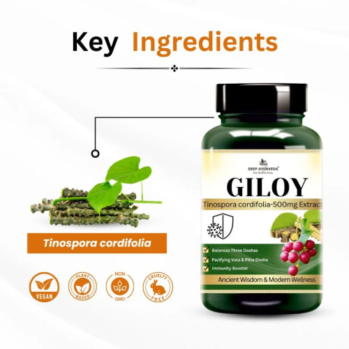 Deep Ayurveda Giloy Vegan  Capsules For Body Detoxification (60cap)