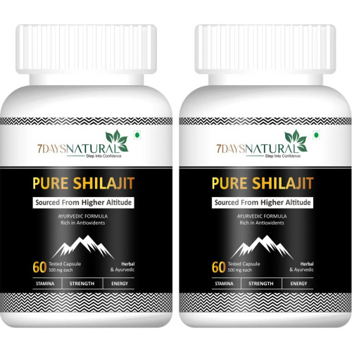 7Days Natural Pure Shilajeet  Capsules For Men (60cap, Pack of 2)