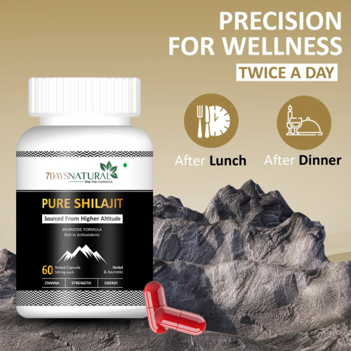 7Days Natural Pure Shilajeet  Capsules For Men (60cap, Pack of 2)
