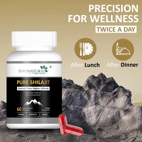 7Days Natural Pure Shilajeet  Capsules For Men (60cap, Pack of 2)