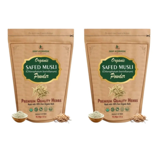 Deep Ayurveda Organic Safed Musli (Chlorophytum Borivilianum) Powder (100g, Pack of 2)