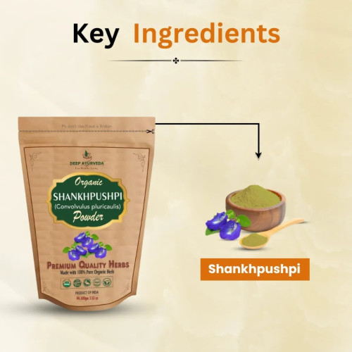 Deep Ayurveda Organic Shankhpushpi (Convolvulus Pluricaulis) Powder (100g)