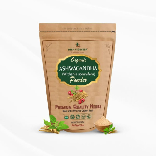 Deep Ayurveda Organic Ashwagandha Powder (Withania Somnifera) (100g, Pack of 2)