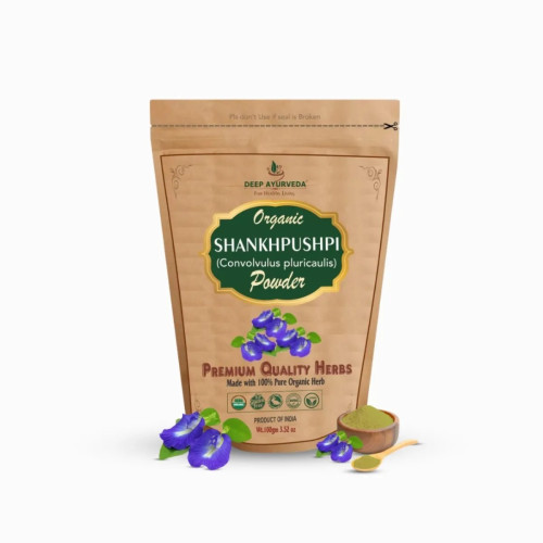 Deep Ayurveda Organic Shankhpushpi (Convolvulus Pluricaulis) Powder (100g, Pack of 2)