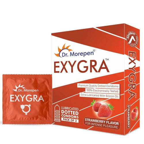 Dr Morepen Exygra Strawberry Flavoured Condoms (3pcs)