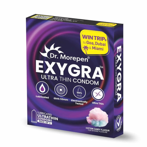 Dr Morepen Exygra Cotton Candy Ultrathin Condom (3pcs)